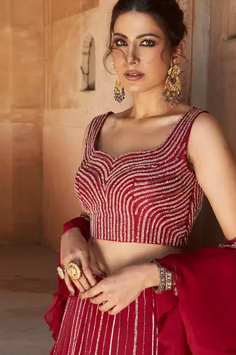 Oxblood Sofia Lehenga Set