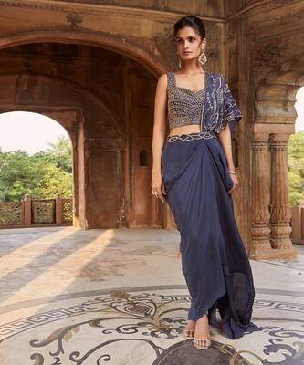 Navy Blue Zendaya Lehenga Set 1