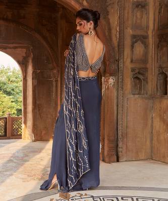 Navy Blue Zendaya Lehenga Set 3