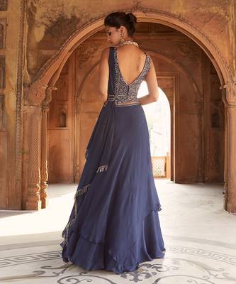 Navy Blue Zaina Lehenga Set 3