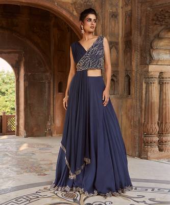 Navy Blue Sahara Lehenga Set 1