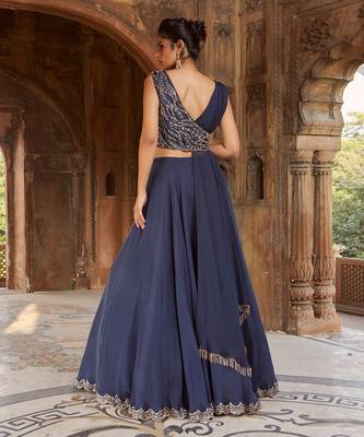 Navy Blue Sahara Lehenga Set 2