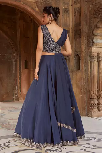 Navy Blue Sahara Lehenga Set