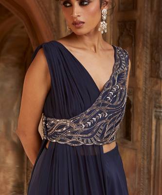 Navy Blue Sahara Lehenga Set 3
