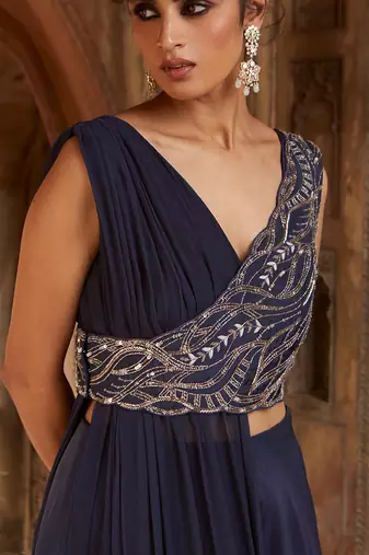 Navy Blue Sahara Lehenga Set