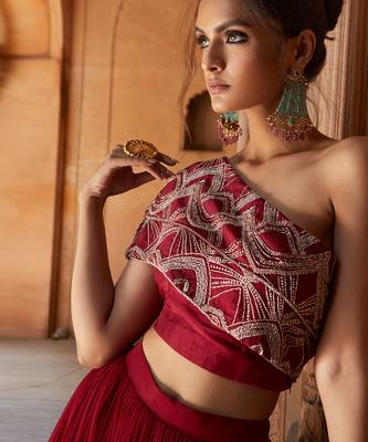 Oxblood Huda Lehenga Set 2