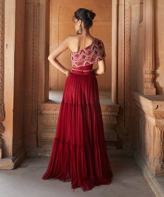 Oxblood Huda Lehenga Set 3