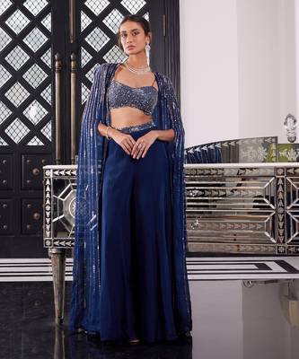 Electric Blue Esme Pant Cape Set 1
