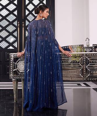 Electric Blue Esme Pant Cape Set 3