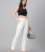 White plain denim trousers