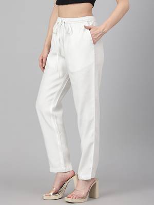 White plain denim trousers 3