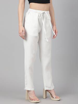 White plain denim trousers 4