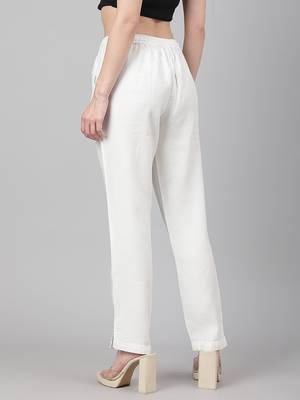 White plain denim trousers 5