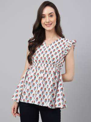 White printed cotton cotton-tops 1
