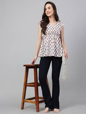White printed cotton cotton-tops 3