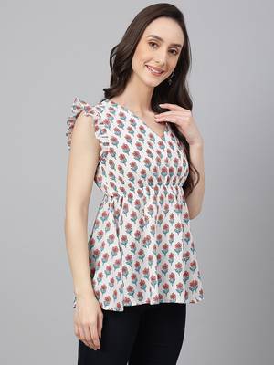White printed cotton cotton-tops 4