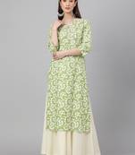 Green printed cotton ethnic-kurtis