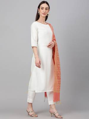 Off-white plain crepe salwar 3