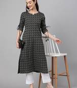 Black woven cotton ethnic-kurtis