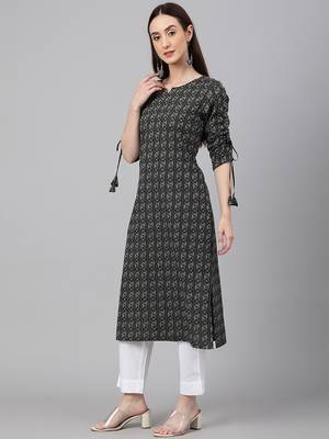Black woven cotton ethnic-kurtis 3