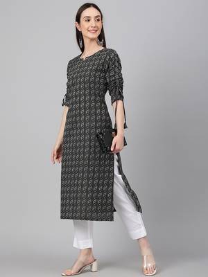 Black woven cotton ethnic-kurtis 4