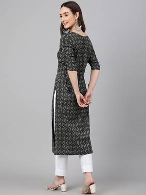 Black woven cotton ethnic-kurtis 5