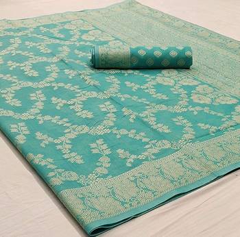 Sea Green Color Chikankari Weaving Saree Traditional Wear Saree 5