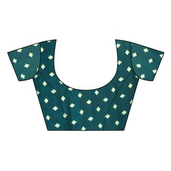 Green Printed Chiffon Saree With Blouse 5