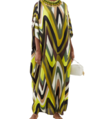 JSDC Abstract Printed Daily Wear Silk Crepe Kaftan Top
