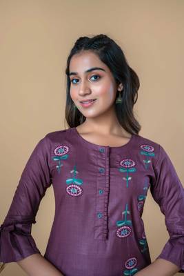 PURPLE COTTON EMBROIDERED STRAIGHT KURTA 5