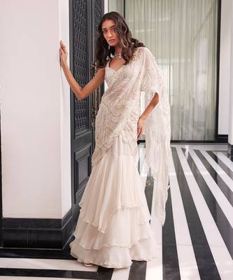 Ivory Elea Pre-Drapped Saree 1