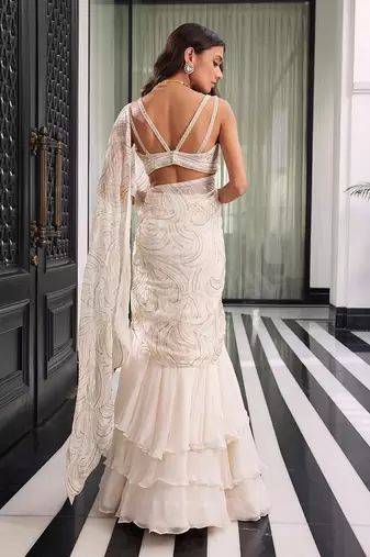 Ivory Elea Pre-Drapped Saree