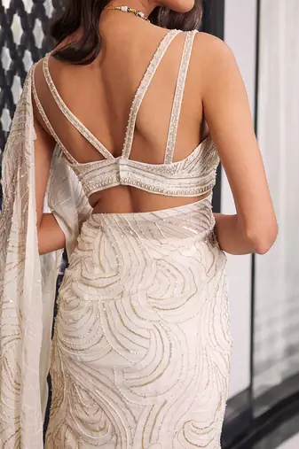 Ivory Elea Pre-Drapped Saree