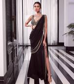 Black Elara Pre-Drapped Saree