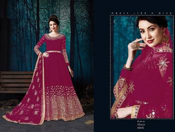 Rani pink Georgette Anarkali Salwar Suit With Real Mirror Work 2