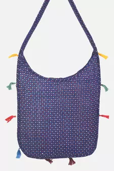 Banjara India Elephant Design Kutchi Mirrorwork Hand Embroidered Shoulder Bag (BAG-BlueMaroon)