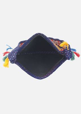 Banjara India Elephant Design Kutchi Mirrorwork Hand Embroidered Shoulder Bag (BAG-BlueMaroon) 5