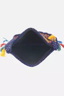 Banjara India Elephant Design Kutchi Mirrorwork Hand Embroidered Shoulder Bag (BAG-BlueMaroon)