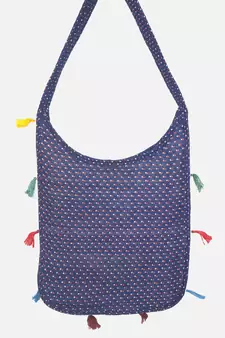 Banjara India Elephant Design Kutchi Mirrorwork Hand Embroidered Shoulder Bag (BAG-BlueBlue)