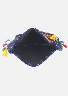 Banjara India Elephant Design Kutchi Mirrorwork Hand Embroidered Shoulder Bag (BAG-BlueBlue) 5