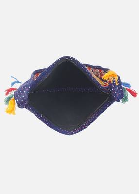 Banjara India Elephant Design Kutchi Mirrorwork Hand Embroidered Shoulder Bag (BAG-BlueRed) 5
