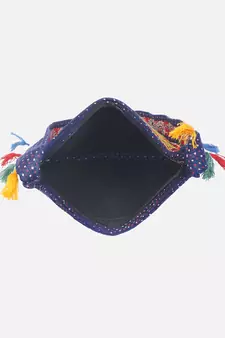 Banjara India Elephant Design Kutchi Mirrorwork Hand Embroidered Shoulder Bag (BAG-BlueRed)