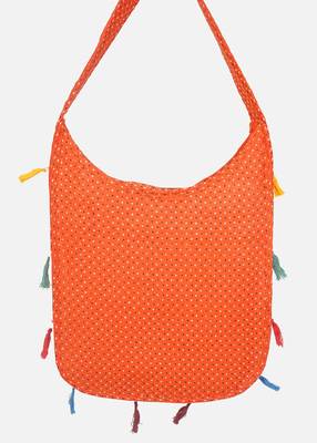 Banjara India Elephant Design Kutchi Mirrorwork Hand Embroidered Shoulder Bag (BAG-OrangeMaroon) 4