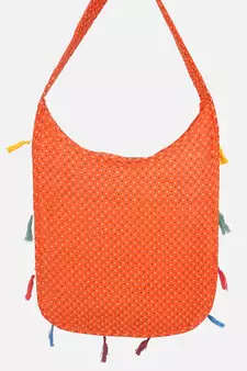 Banjara India Elephant Design Kutchi Mirrorwork Hand Embroidered Shoulder Bag (BAG-OrangeMaroon)