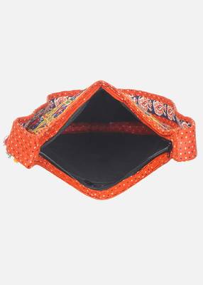 Banjara India Elephant Design Kutchi Mirrorwork Hand Embroidered Shoulder Bag (BAG-OrangeMaroon) 5