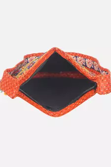 Banjara India Elephant Design Kutchi Mirrorwork Hand Embroidered Shoulder Bag (BAG-OrangeMaroon)