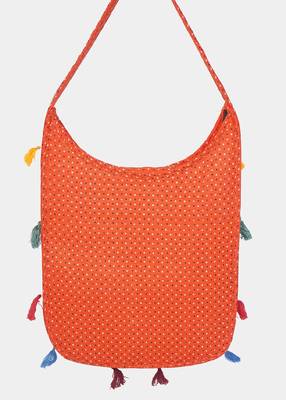 Banjara India Elephant Design Kutchi Mirrorwork Hand Embroidered Shoulder Bag (BAG-OrangeBlue) 4