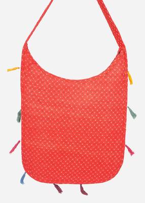 Banjara India Elephant Design Kutchi Mirrorwork Hand Embroidered Shoulder Bag (BAG-OrangeRed) 4