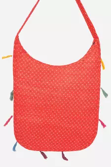 Banjara India Elephant Design Kutchi Mirrorwork Hand Embroidered Shoulder Bag (BAG-OrangeRed)