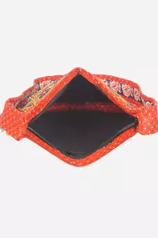 Banjara India Elephant Design Kutchi Mirrorwork Hand Embroidered Shoulder Bag (BAG-OrangeRed)
